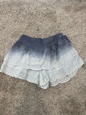 RAGA Blue Ombre Eyelet Tiered Skort